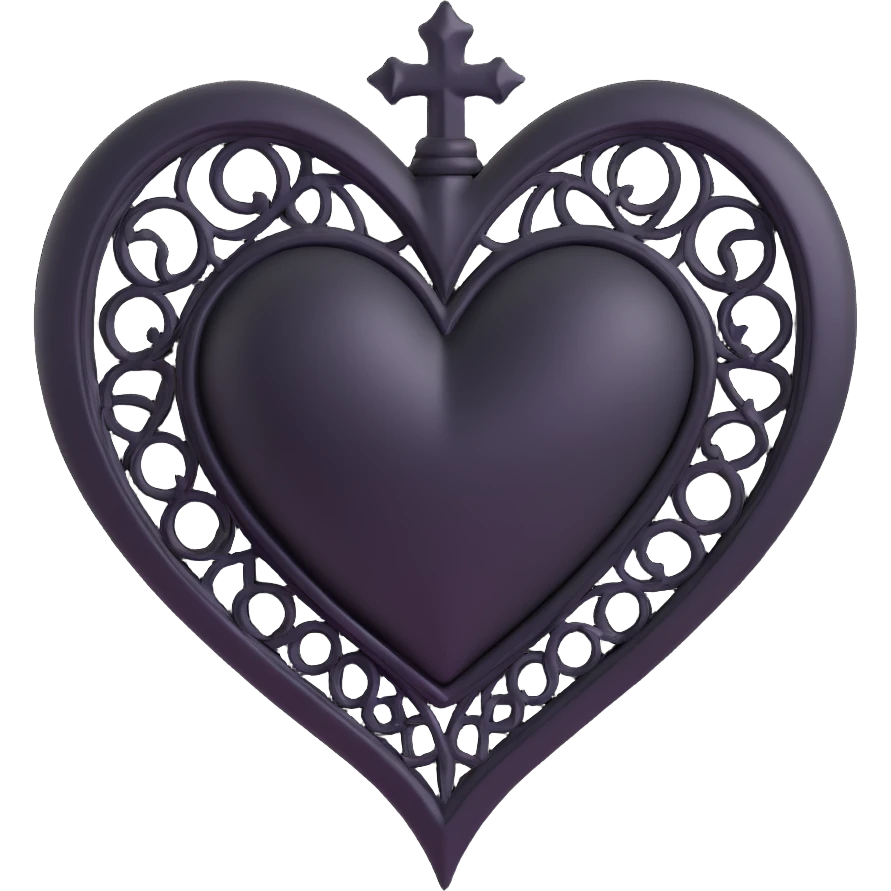 black gothic heart, ornate, dark, elegant emoji