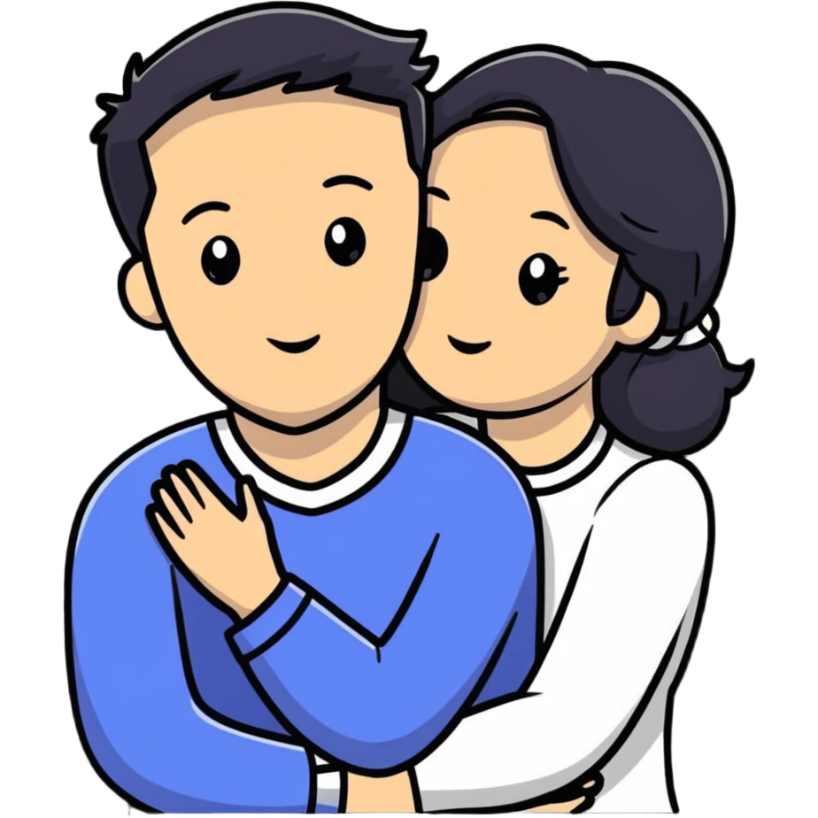married couple, husband and wife embracing emoji