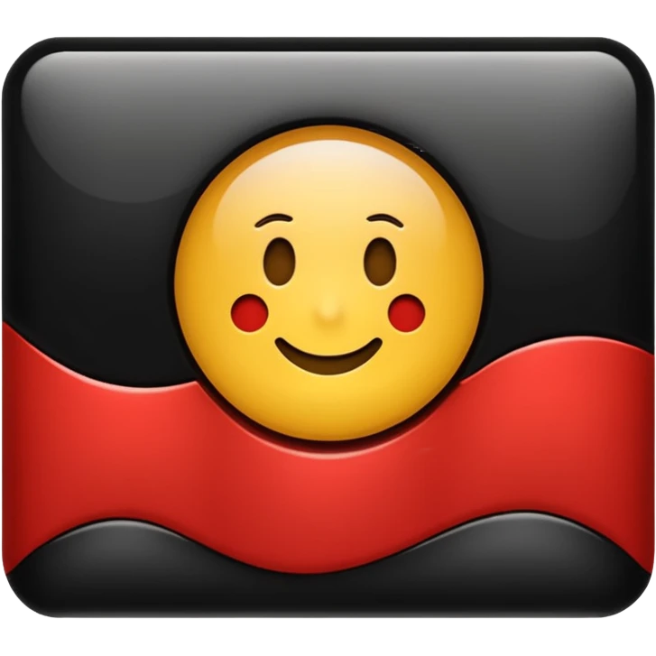 A wawy black and red rectangle with medium sized yellow circle in the middle emoji