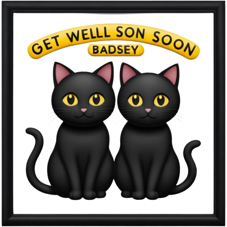 get well soon with black cats and Badsey sign emoji
