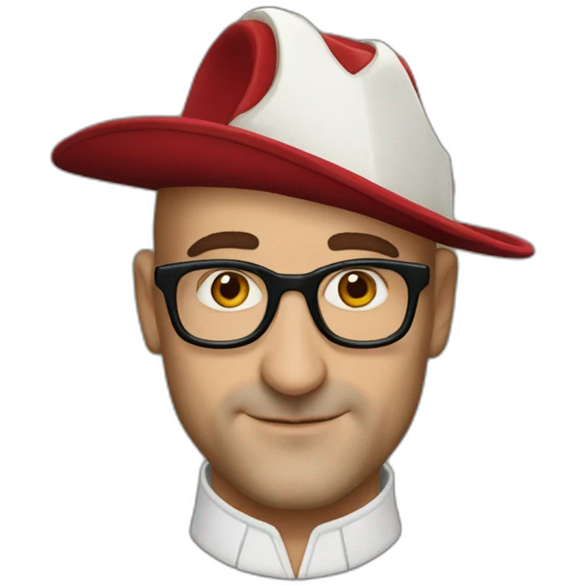 stanley tucci wearing a mitre cardinal hat emoji