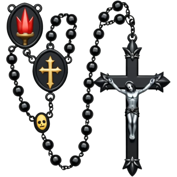 Gothic rosary with spikes instead of beads, dark iOS emoji style emoji