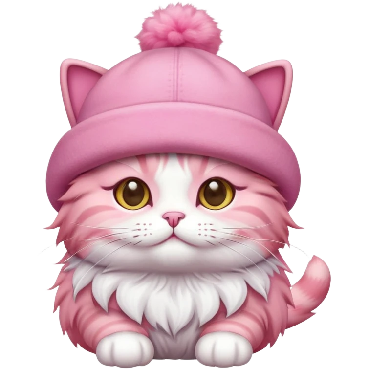 Pink cat in hat  emoji