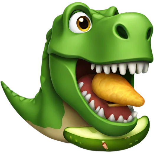 Dinosaur eating a pickle emoji