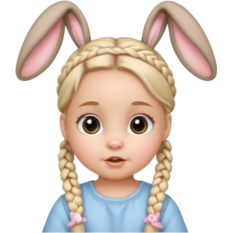 bunny ear accessory wearing baby braided hair emoji