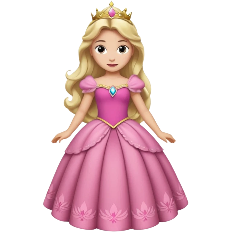 Princesa aurora Disney com vestido rosa e corpo inteiro emoji