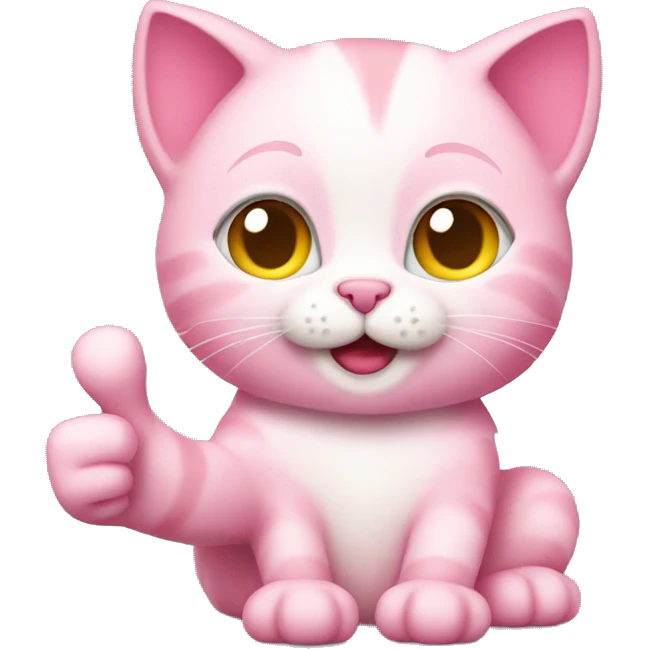 Pink kitten with thumbs up emoji