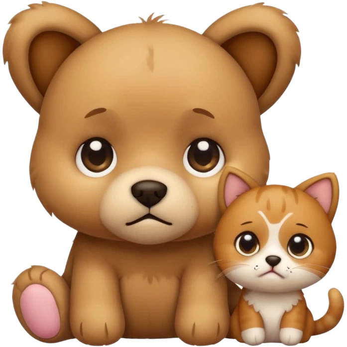 a teddy and a cute dog and cat crying emoji