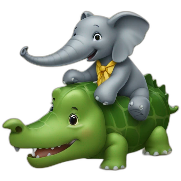 Elefant riding a crocodile emoji