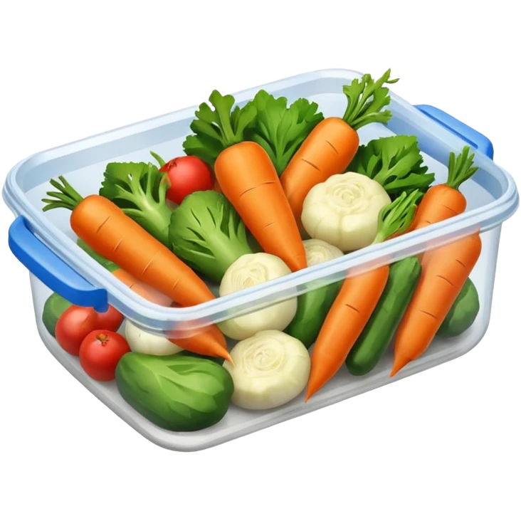 cooked vegetables in plastic container emoji