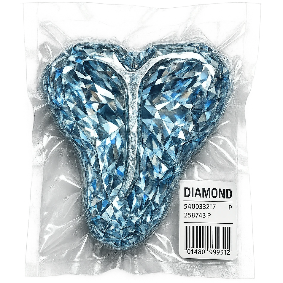 meat steak made of diamond, glossy and puffy, vacuum-sealed style emoji