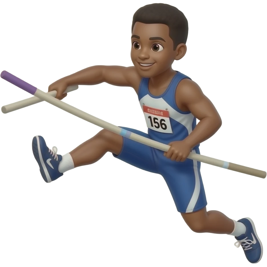 black man pole vaulting emoji