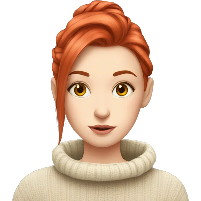 White girl red hair in a sweater sipping tea  emoji