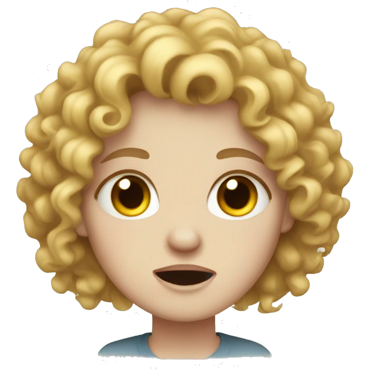 Curly hair pale skin female crying  emoji