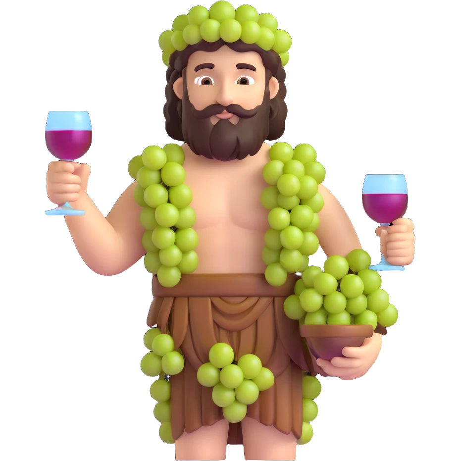 Bacchus Roman god of wine with grapes and wine cup emoji