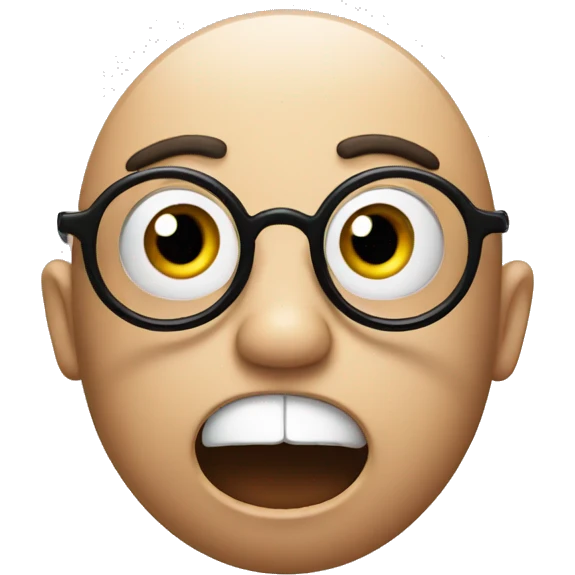 shocked emoji with round glasses emoji