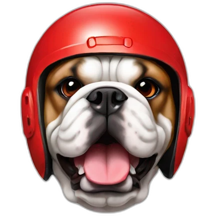 Bulldog with red helmet emoji