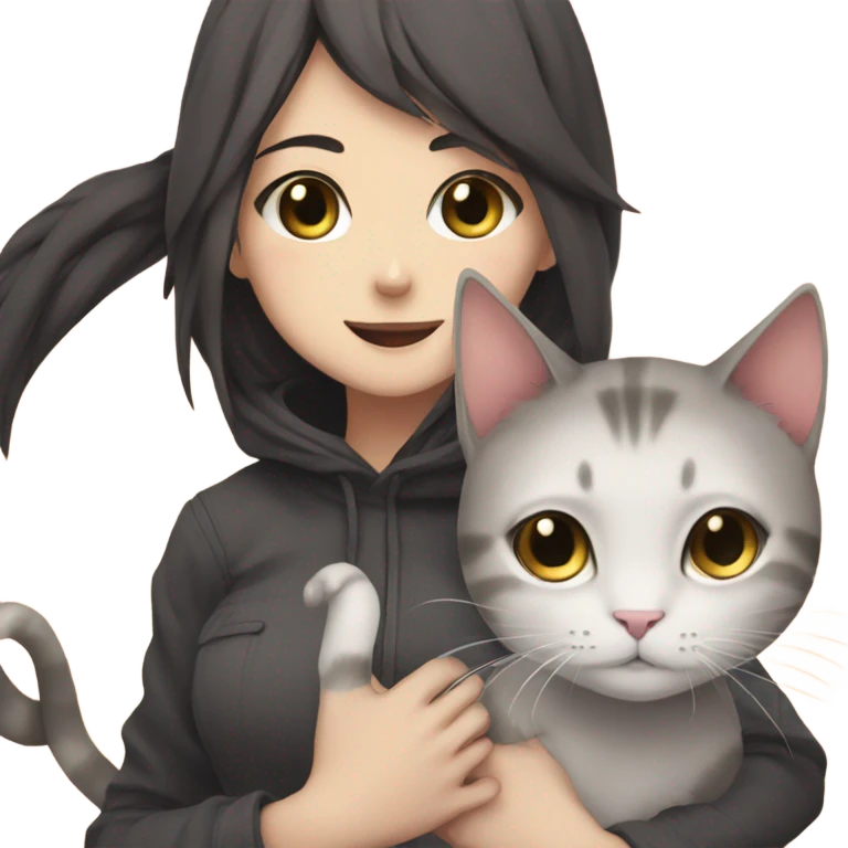 anime girl and cat emoji