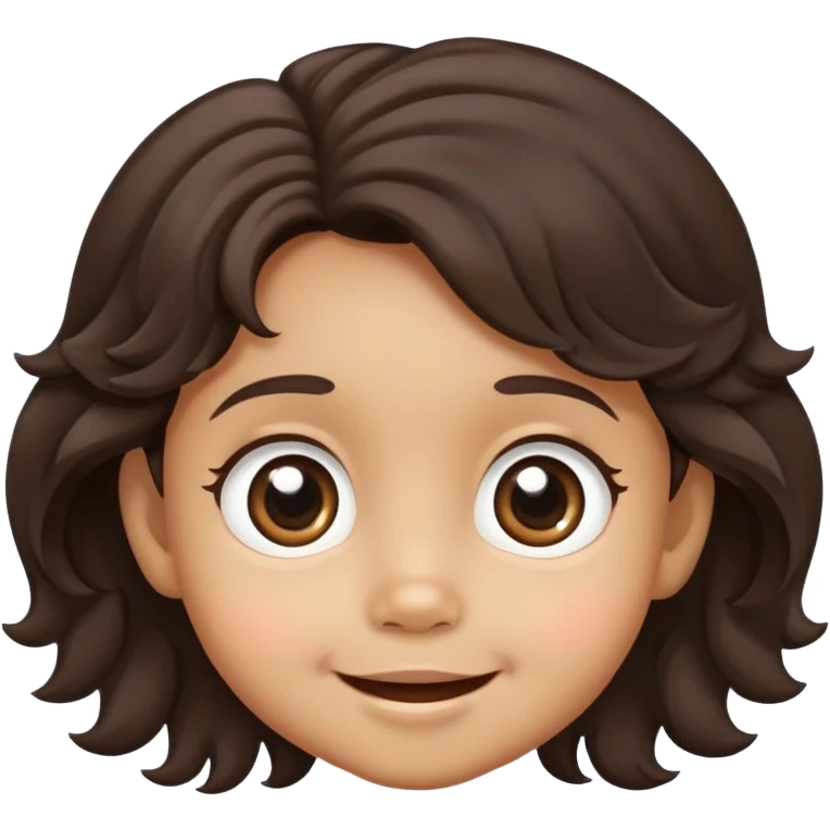 cute smiling toddler face with big eyes, medium skin tone, and dark wavy hair emoji