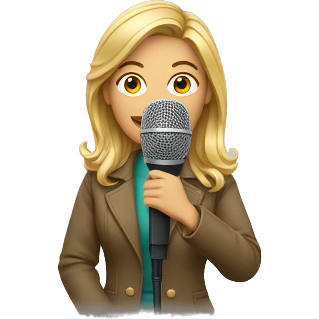 female journalist with microphone emoji