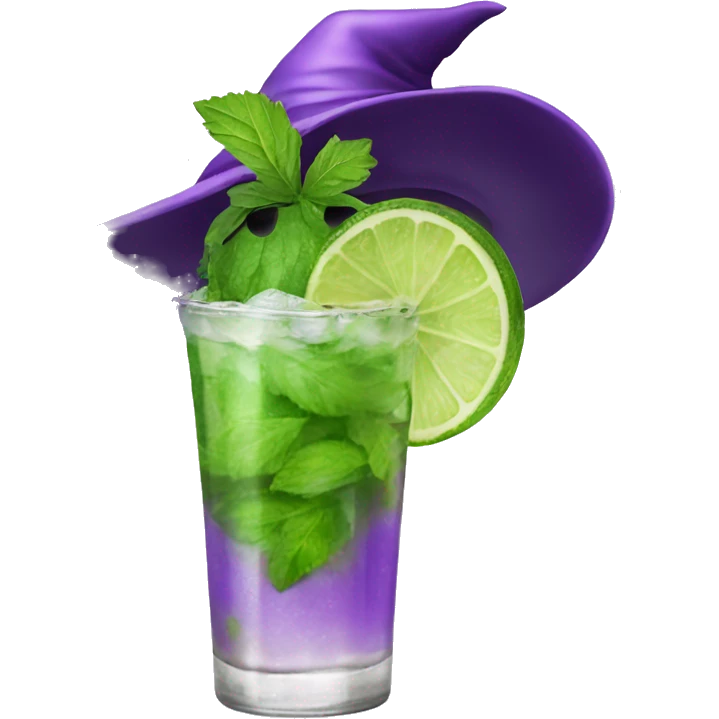 Mojito with purple witch hat emoji