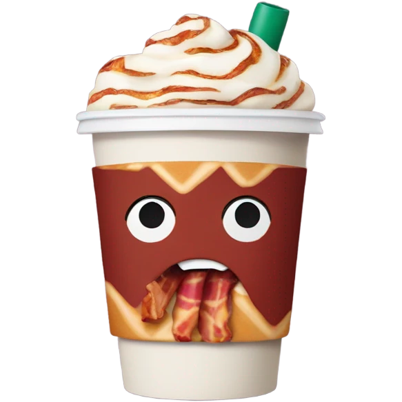 Cute Starbucks cup with hands holding a piece of bacon emoji