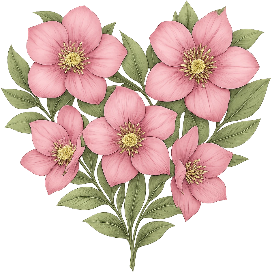 pink christmas rose heart,, remove background emoji