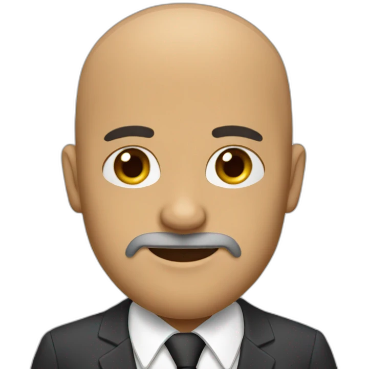 bald man with beard and brown eyes wearing a suit  emoji