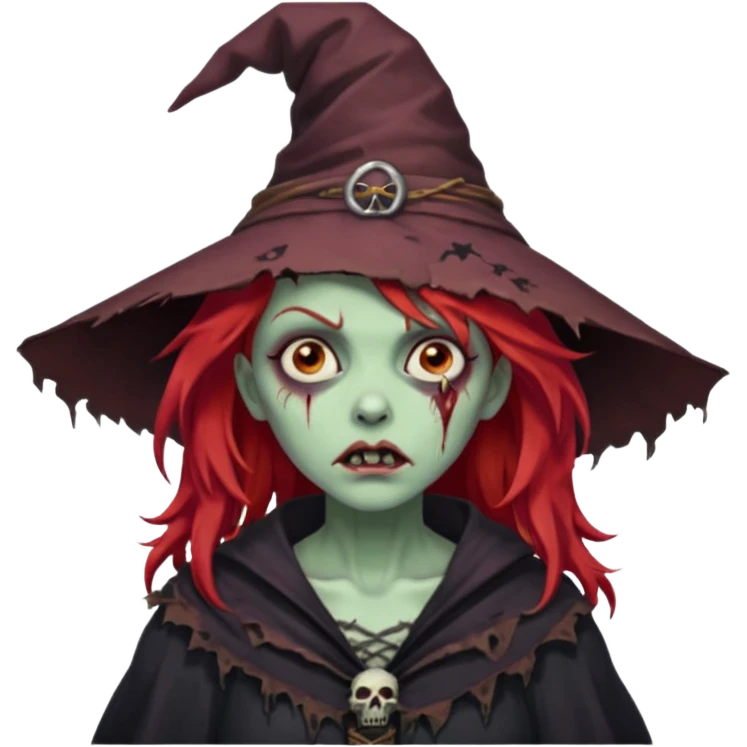 red hair zombie witch emoji