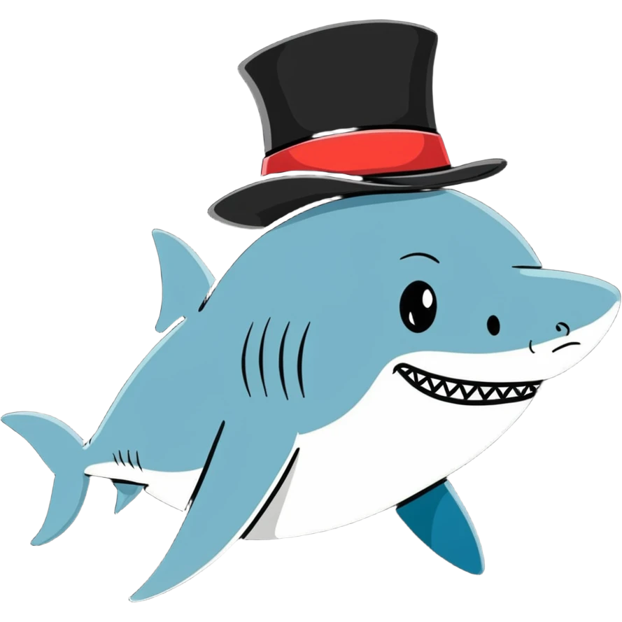 Shark with a top hat emoji