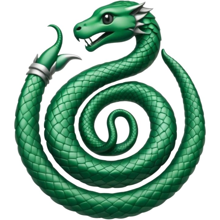 Slytherin Hogwarts house emblem, green and silver, featuring a serpent, modern emoji style emoji