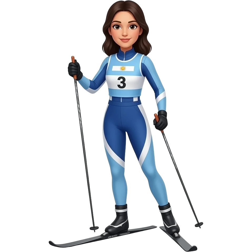 Argentinian lady dark hair Latina cross-country skier emoji