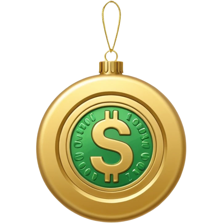 money themed christmas ornament hanging from a thread emoji