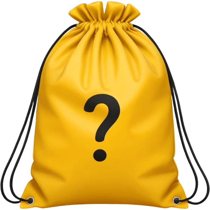 drawstring bag printed withoverstuffed with yellow question marks emoji