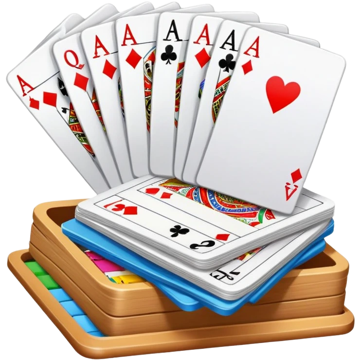 Canasta card game with a pile of cards and score pad emoji