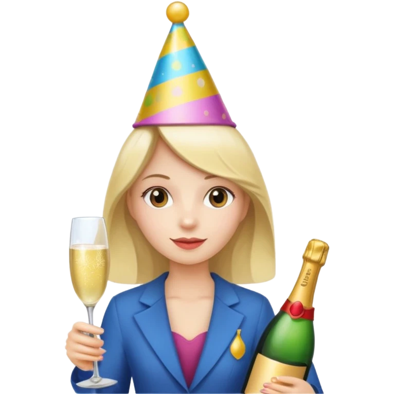 girl with Champagne bottle with party cap emoji