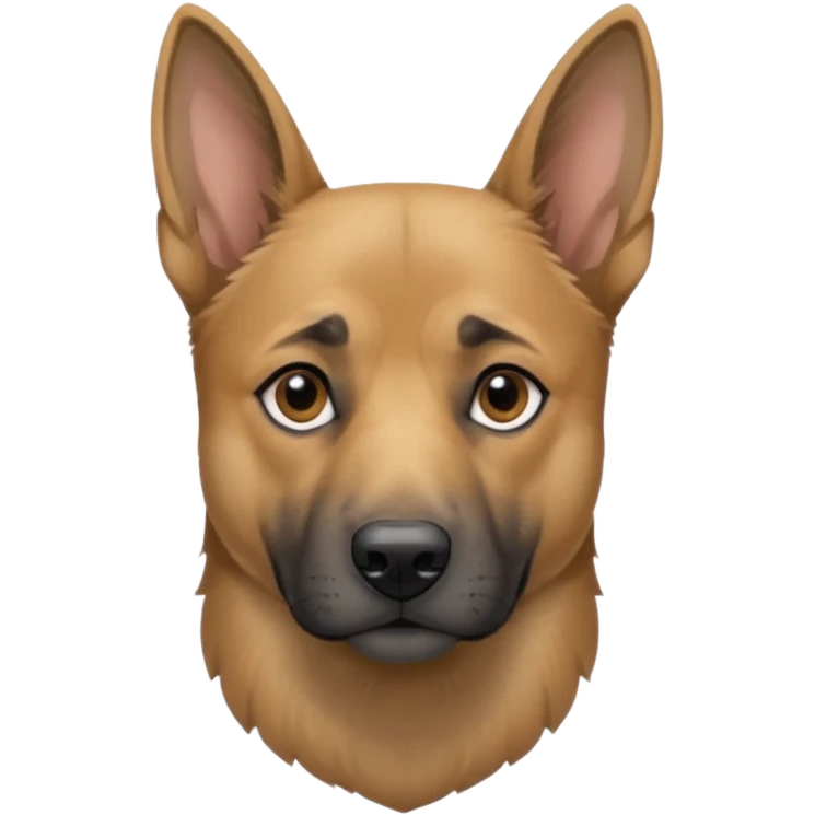 chien Malinois croisé, couleur poils grise, yeux gris et poils mi long emoji