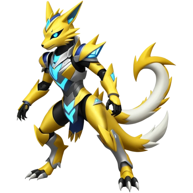 Modern Cyber Renamon-Zeraora full body emoji