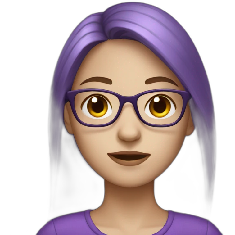girl with glasses dressed in purple with pale skin and brown hair emoji