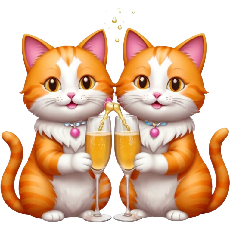 2 happy cats drinking champagne emoji