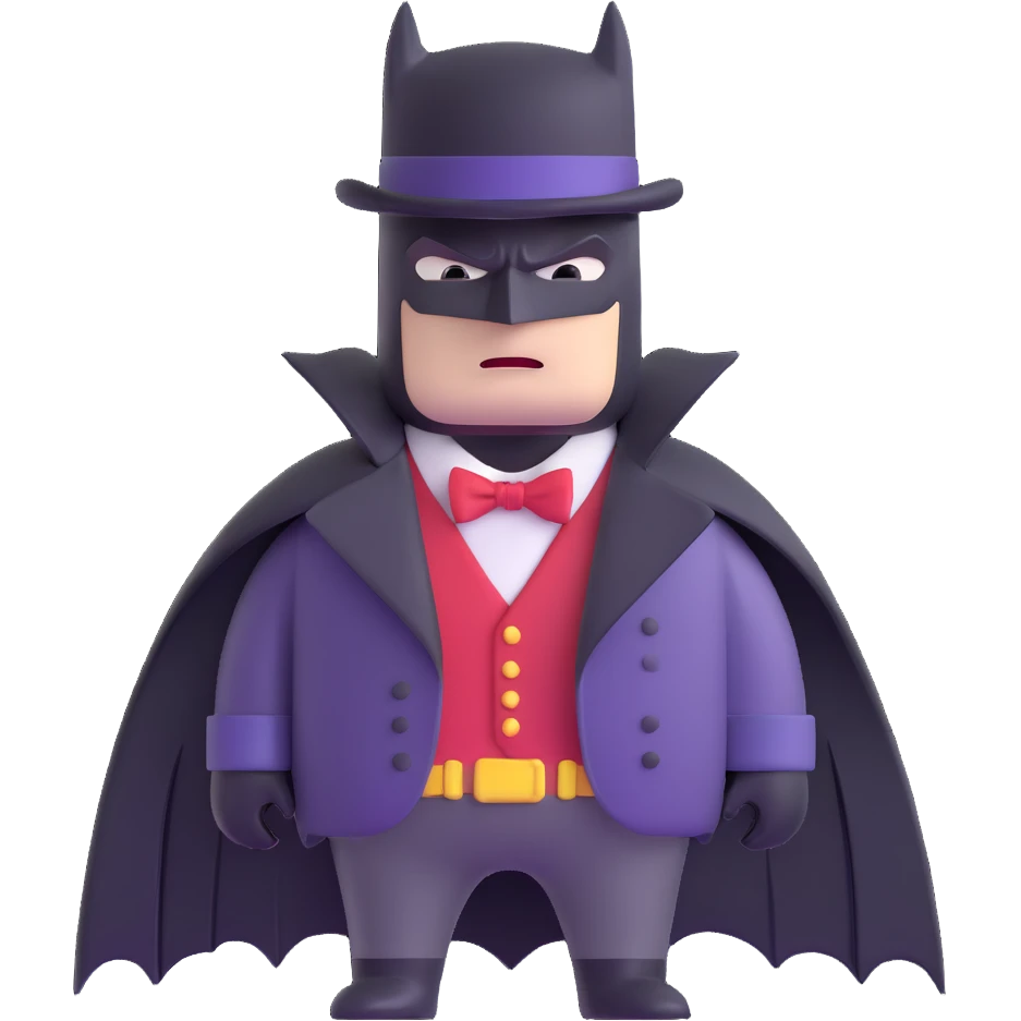 Batman wearing Victorian era clothes with top hat and coat emoji