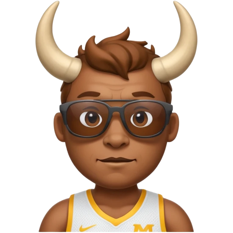 3D cartoon horned character portrait, wearing sunglasses, sports jersey, centered, clean background, no text, no watermark
 emoji