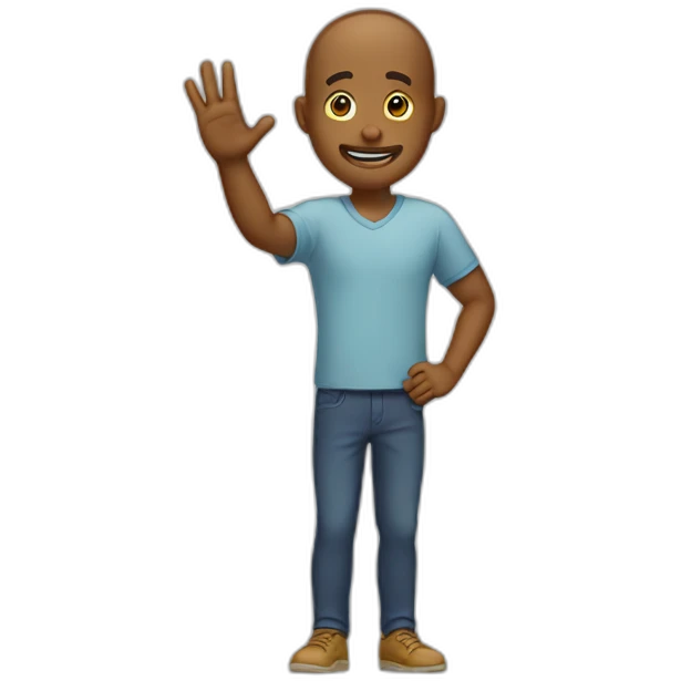 He raises his hand in greeting as he leaves emoji