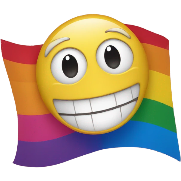 Pride flag with laughing face in the middle emoji