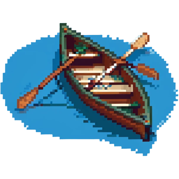 wooden rowboat with oars on water emoji