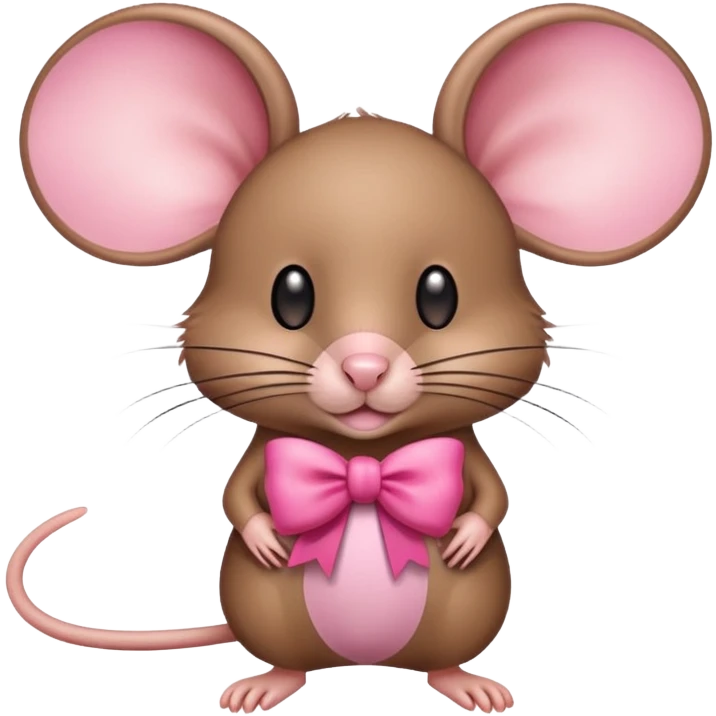 brown mice full body, with a pink bow on the ear emoji