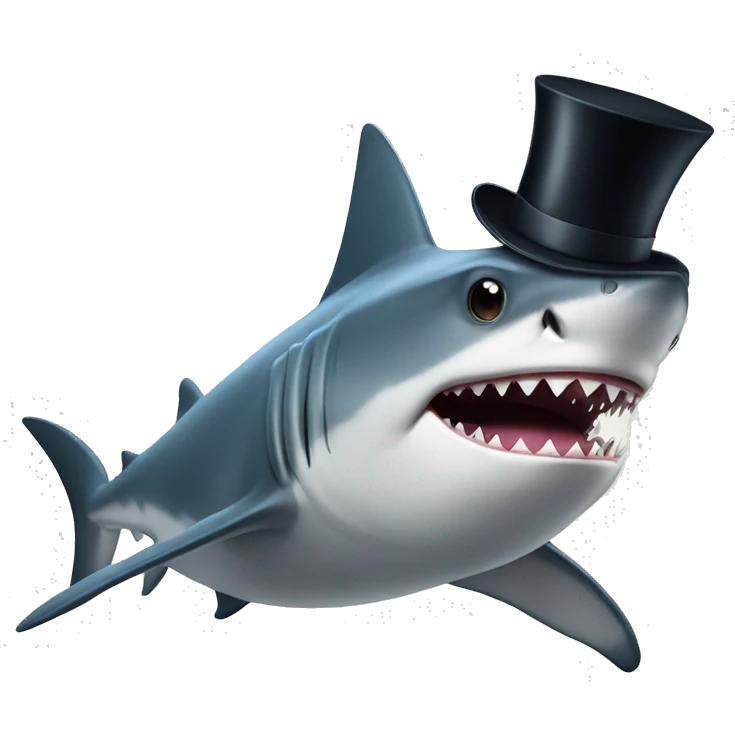 Shark with a top hat emoji
