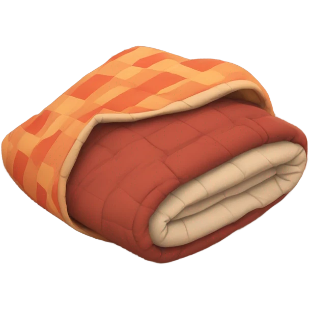 cozy, emoji-style sleeping bag with warm colors, simple patterns emoji