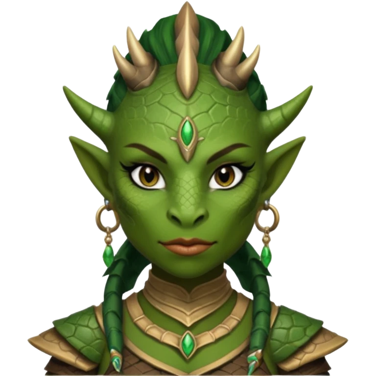 ESO female Argonian warrior with lashes and earrings emoji