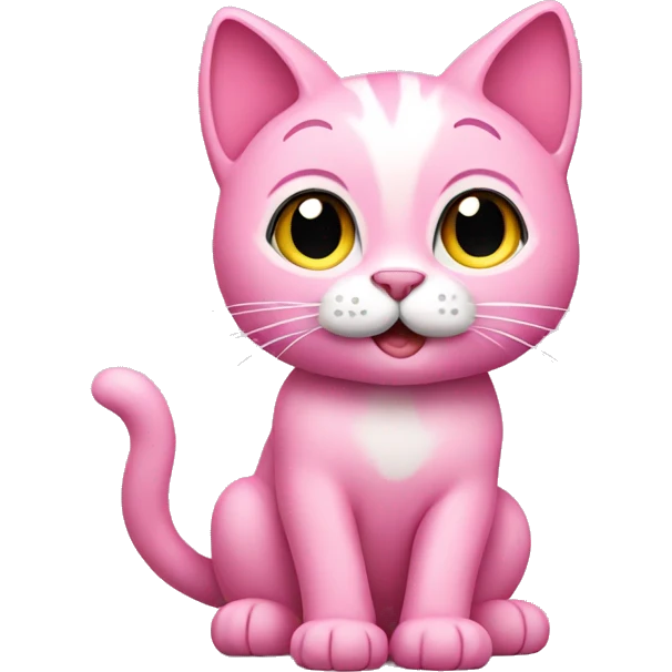 Pink cat with paw up emoji